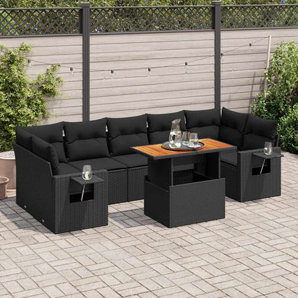 sofasæt til haven 8 dele med hynder polyrattan sort