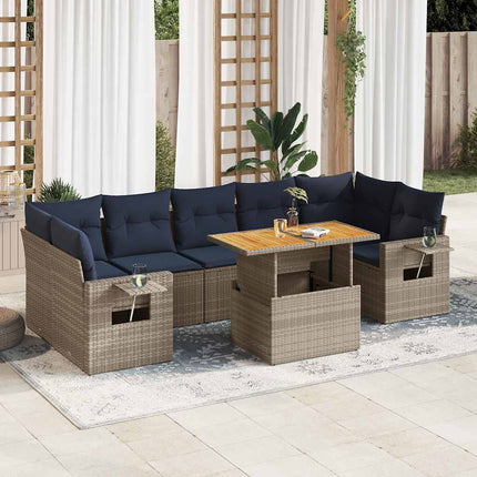 sofasæt til haven 8 dele med hynder polyrattan grå