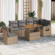 sofasæt til haven 7 dele med hynder polyrattan beige