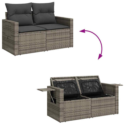 sofasæt til haven 9 dele med hynder polyrattan grå