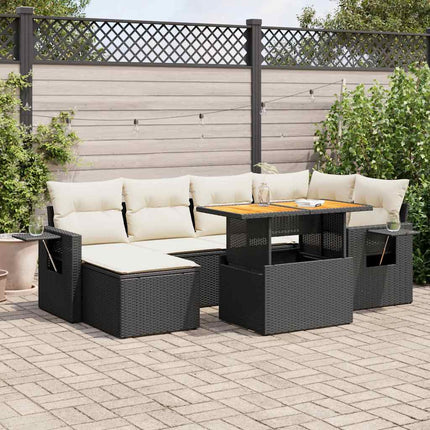 sofasæt til haven 7 dele med hynder polyrattan sort