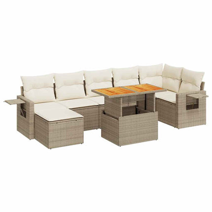 sofasæt til haven 8 dele med hynder polyrattan beige