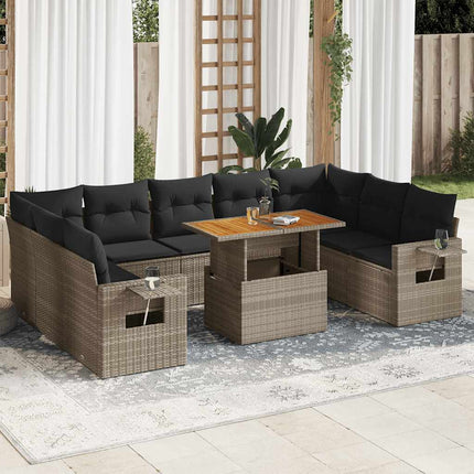 sofasæt til haven 10 dele med hynder polyrattan grå