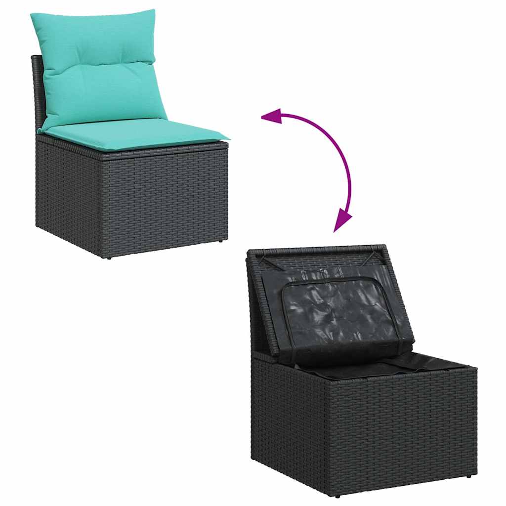 sofasæt til haven 6 dele med hynder polyrattan sort