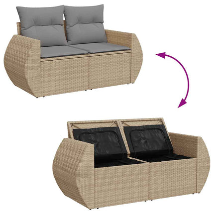 sofasæt til haven 7 dele med hynder polyrattan beige