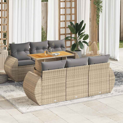 sofasæt til haven 7 dele med hynder polyrattan beige