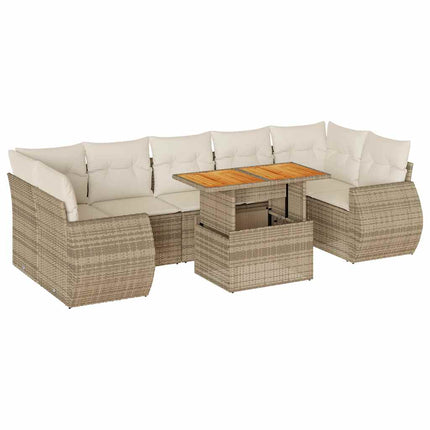 sofasæt til haven 8 dele med hynder polyrattan beige