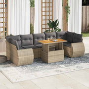 sofasæt til haven 8 dele med hynder polyrattan beige