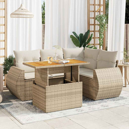 sofasæt til haven 5 dele med hynder polyrattan beige