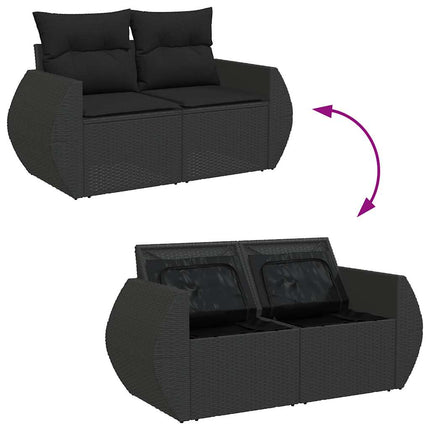 sofasæt til haven 7 dele med hynder polyrattan sort