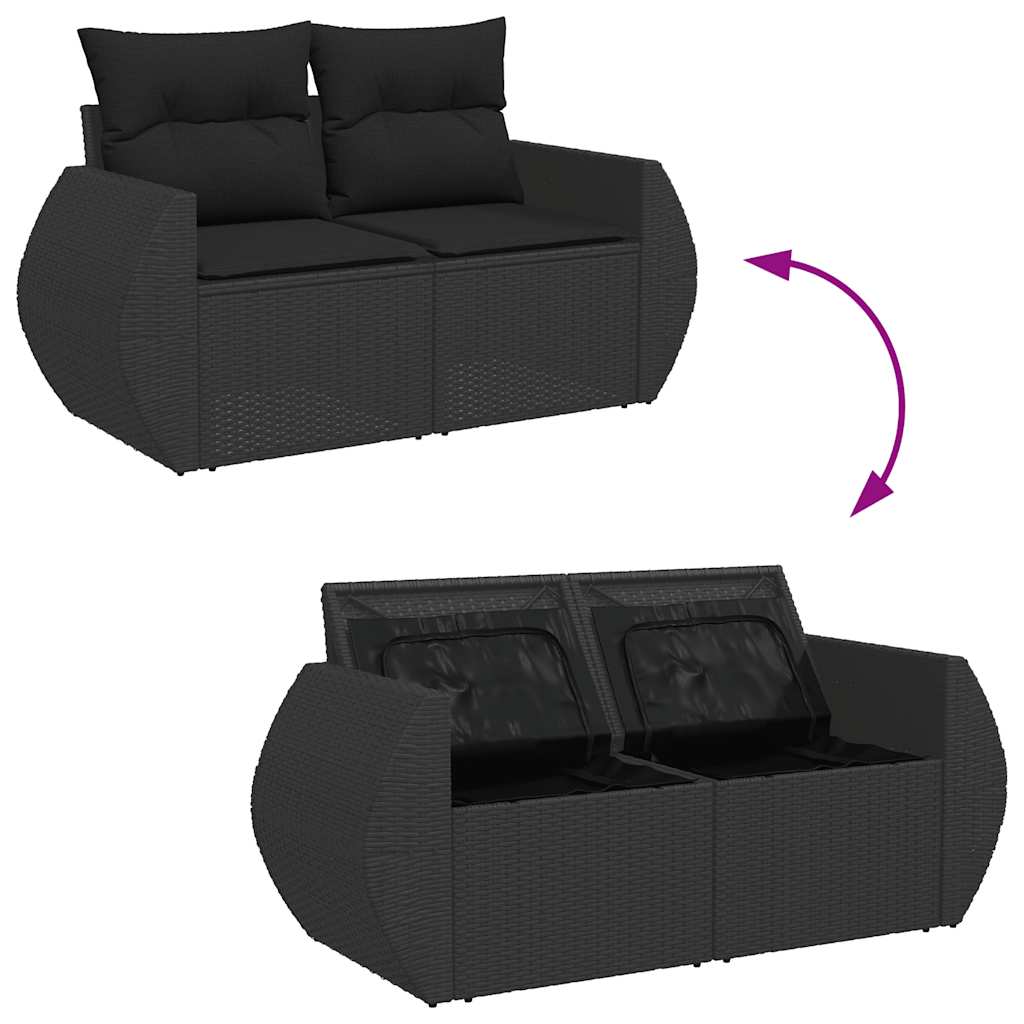sofasæt til haven 9 dele med hynder polyrattan sort