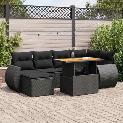 sofasæt til haven 7 dele med hynder polyrattan sort