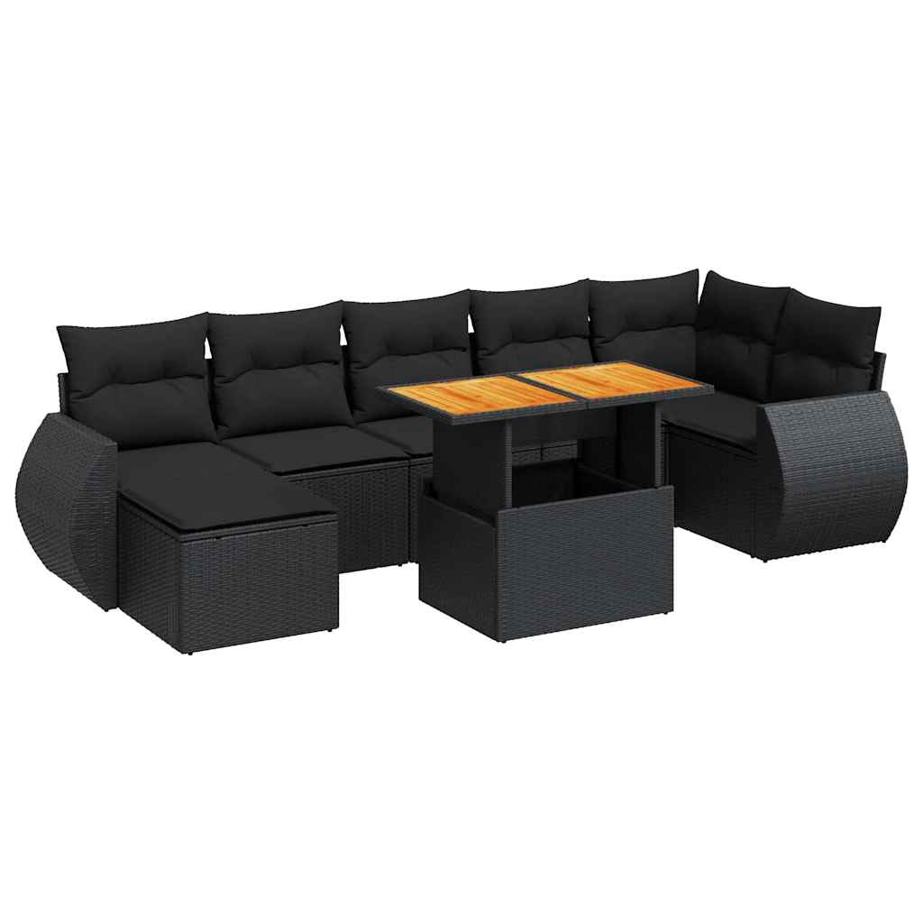 sofasæt til haven 8 dele med hynder polyrattan sort