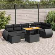 sofasæt til haven 8 dele med hynder polyrattan sort