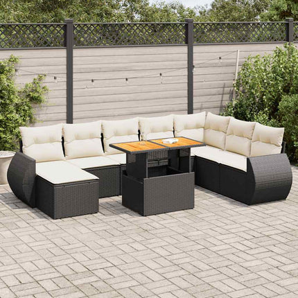 sofasæt til haven 9 dele med hynder polyrattan sort