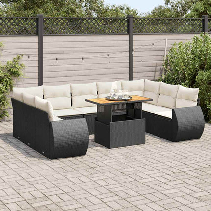 sofasæt til haven 10 dele med hynder polyrattan sort