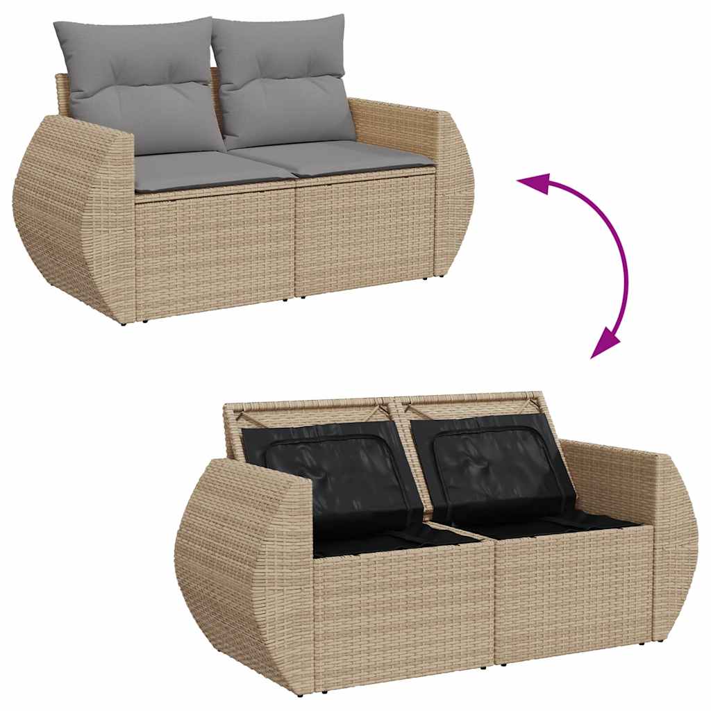 sofasæt til haven 10 dele med hynder polyrattan beige