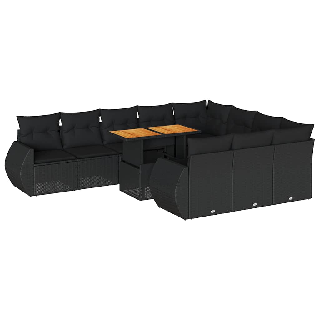 sofasæt til haven 11 dele med hynder polyrattan sort