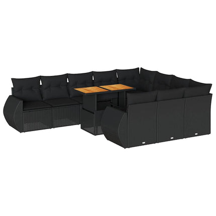 sofasæt til haven 11 dele med hynder polyrattan sort