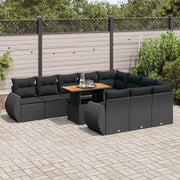 sofasæt til haven 11 dele med hynder polyrattan sort