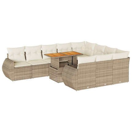 sofasæt til haven 11 dele med hynder polyrattan beige