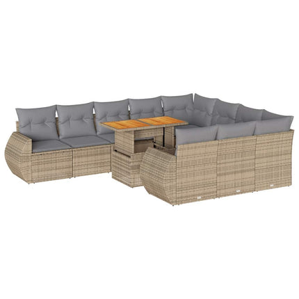 sofasæt til haven 11 dele med hynder polyrattan beige