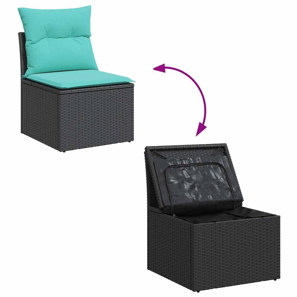 sofasæt til haven 7 dele med hynder polyrattan sort