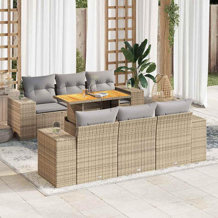 sofasæt til haven 7 dele med hynder polyrattan beige