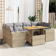 sofasæt til haven 7 dele med hynder polyrattan beige