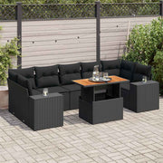 sofasæt til haven 8 dele med hynder polyrattan sort