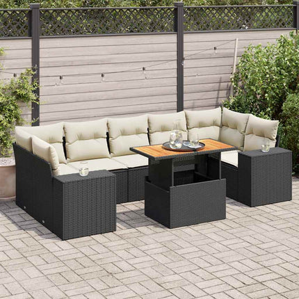 sofasæt til haven 8 dele med hynder polyrattan sort