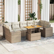 sofasæt til haven 8 dele med hynder polyrattan beige