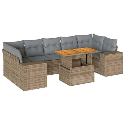 sofasæt til haven 8 dele med hynder polyrattan beige