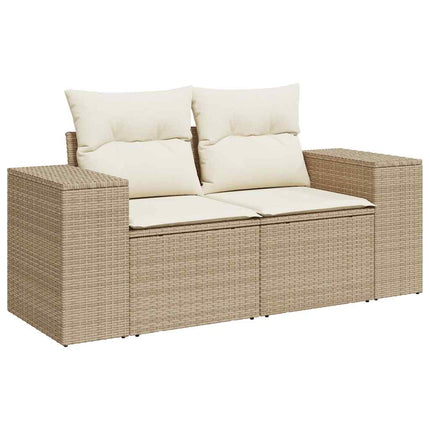 sofasæt til haven 9 dele med hynder polyrattan beige