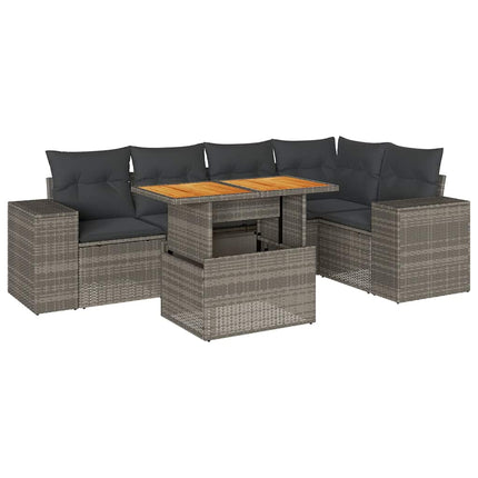 sofasæt til haven 6 dele med hynder polyrattan grå