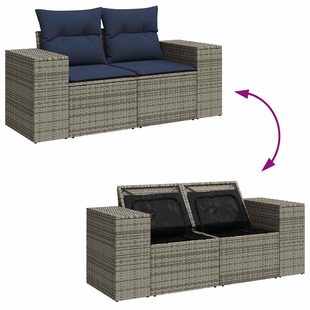 sofasæt til haven 9 dele med hynder polyrattan grå