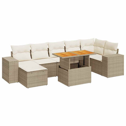 sofasæt til haven 8 dele med hynder polyrattan beige