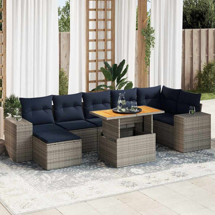 sofasæt til haven 8 dele med hynder polyrattan grå