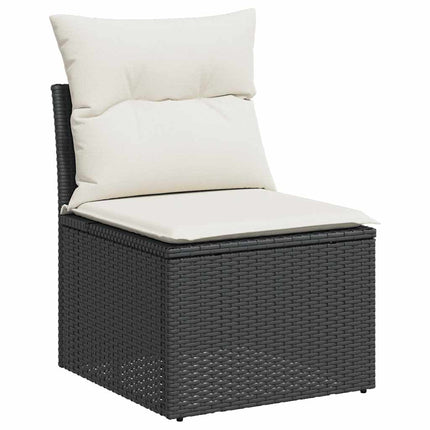 sofasæt til haven 10 dele med hynder polyrattan akacietræ sort