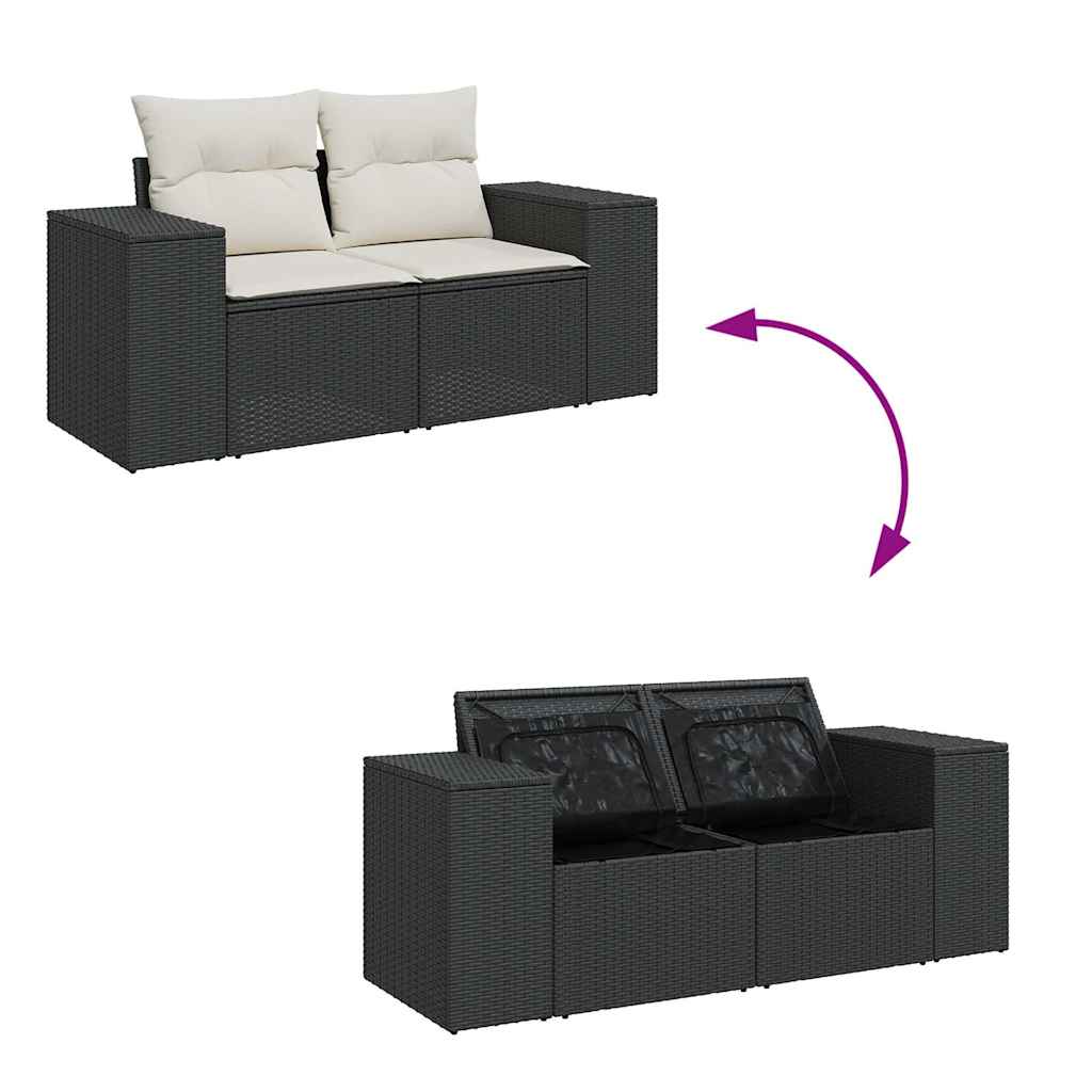 sofasæt til haven 10 dele med hynder polyrattan akacietræ sort