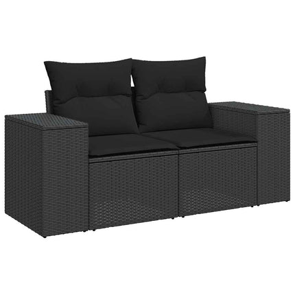 sofasæt til haven 10 dele med hynder polyrattan akacietræ sort