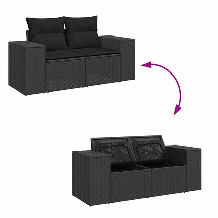 sofasæt til haven 10 dele med hynder polyrattan akacietræ sort