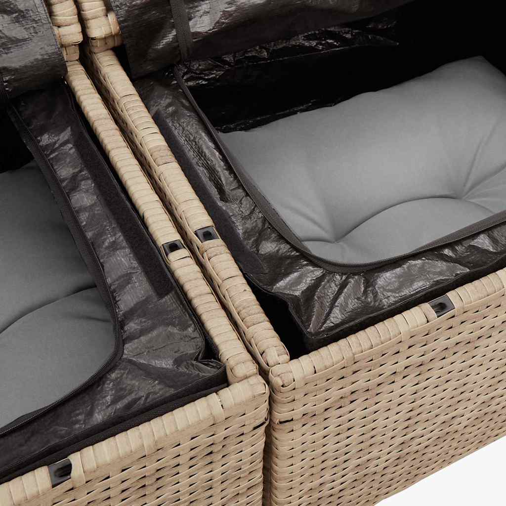 sofasæt til haven 6 dele med hynder polyrattan akacietræ beige