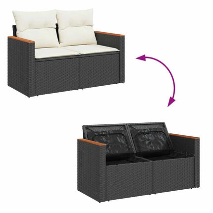 sofasæt til haven 9 dele med hynder polyrattan akacietræ sort