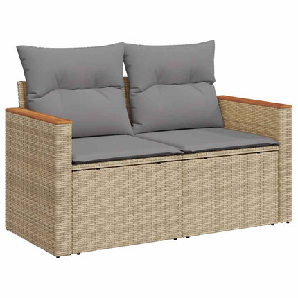 sofasæt til haven 9 dele med hynder polyrattan akacietræ beige