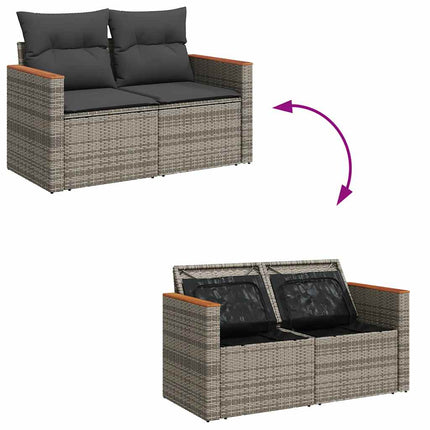 sofasæt til haven 9 dele med hynder polyrattan akacietræ grå