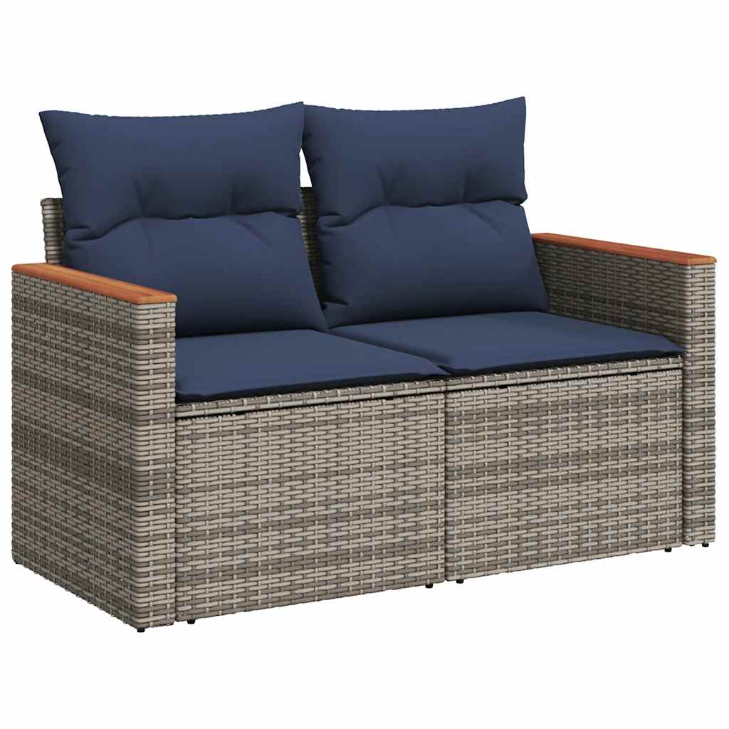 sofasæt til haven 6 dele med hynder polyrattan grå