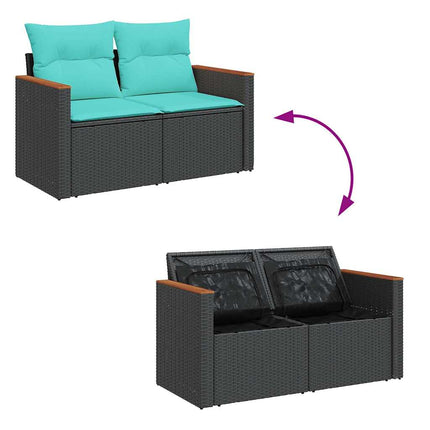 sofasæt til haven 7 dele med hynder polyrattan sort