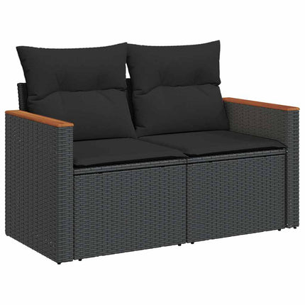 sofasæt til haven 9 dele med hynder polyrattan akacietræ sort