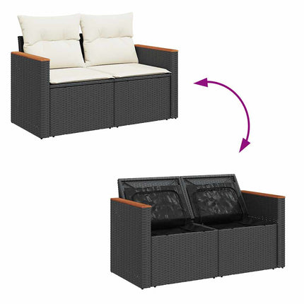 sofasæt til haven 9 dele med hynder polyrattan akacietræ sort